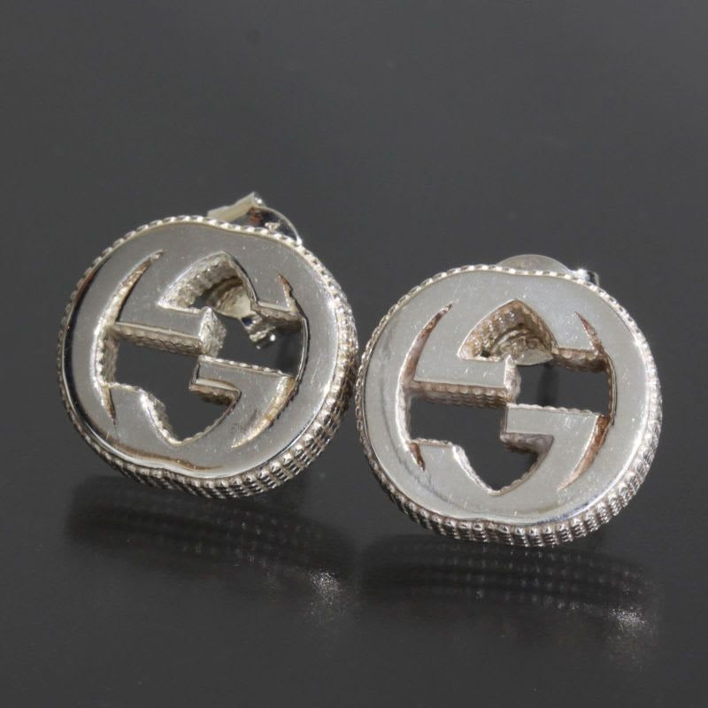 Gucci G Motif Earrings Interlocking AG 925 Silver E1119