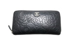 Chanel Camellia Leather Zip Around Wallet