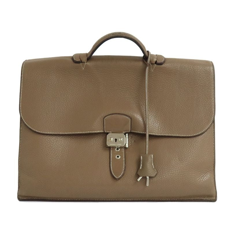 Hermes Sac A Depeches 38 Etoupe Taurillon Clemence F Stamp — view 2