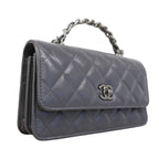 Chanel Handbag Quilted Lambskin Gray Silver 2-Way — view 2