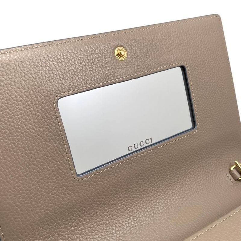 Gucci Shoulder Bag Chain Wallet Leather Double G Light Blue Beige — view 9