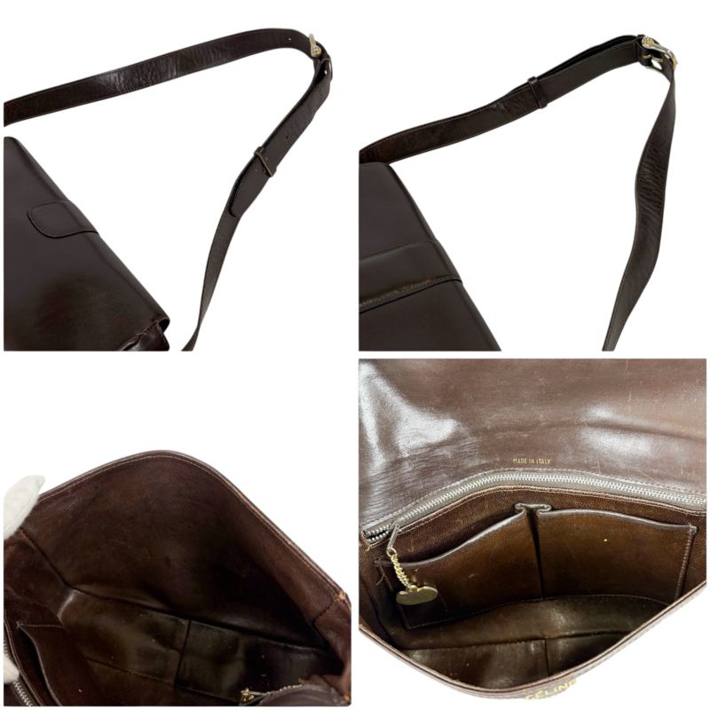 Celine Mini Shoulder Bag Dark Brown Leather Horse Carriage Hardware — view 8