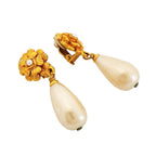 Chanel Earrings Vintage Camellia Gold Plated Faux Pearl — view 2