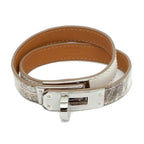 Hermes Leather Bracelet Kelly Double Tour Himalaya Silver Hardware — view 2