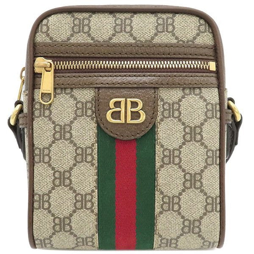 Balenciaga Shoulder Bag Gucci Hacker Project Canvas Leather Brown