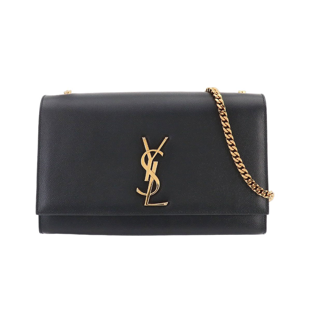 Saint Laurent Kate Chain Shoulder Bag Leather Black Medium