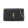 Saint Laurent Kate Chain Shoulder Bag Leather Black Medium