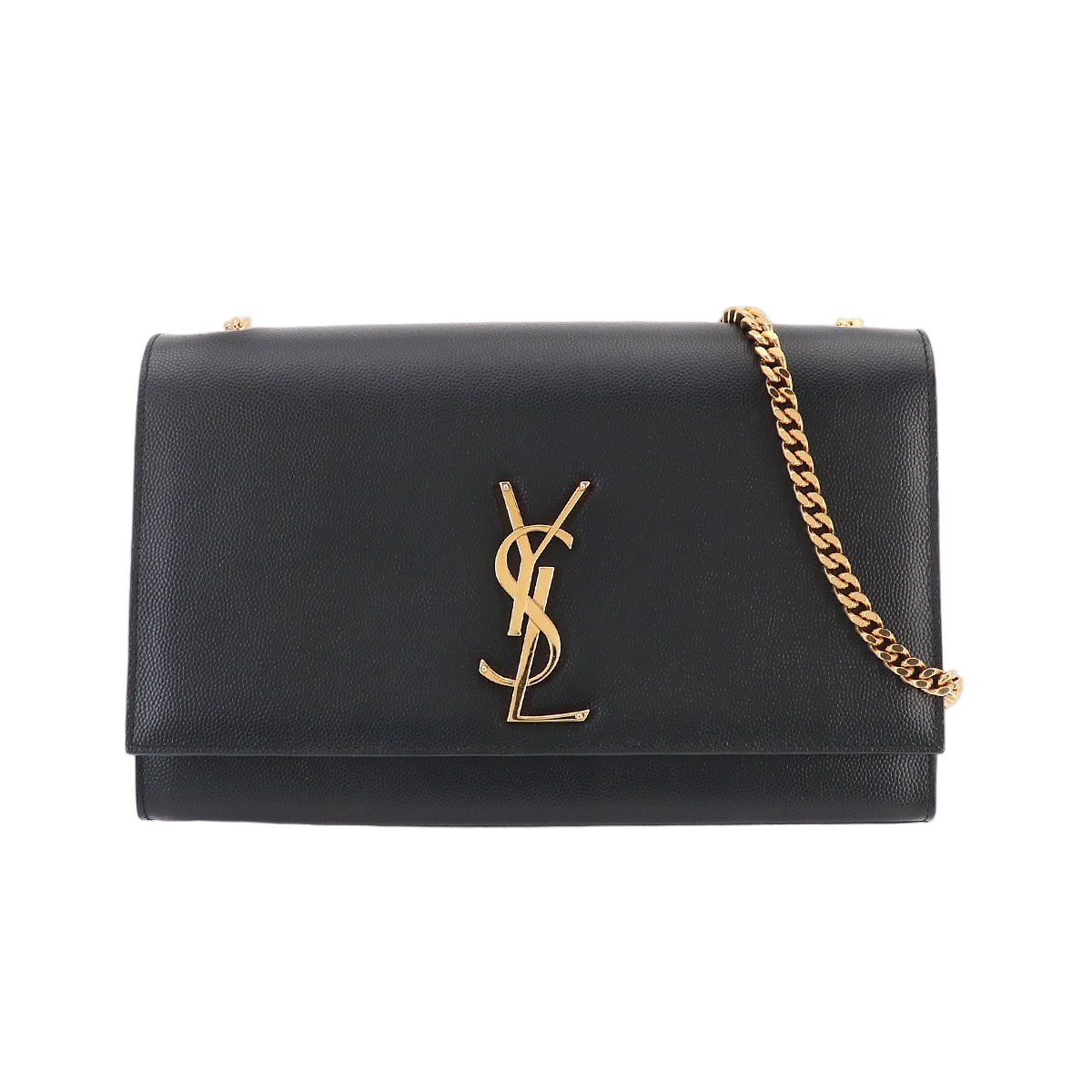 Saint Laurent Kate Chain Shoulder Bag Leather Black Medium