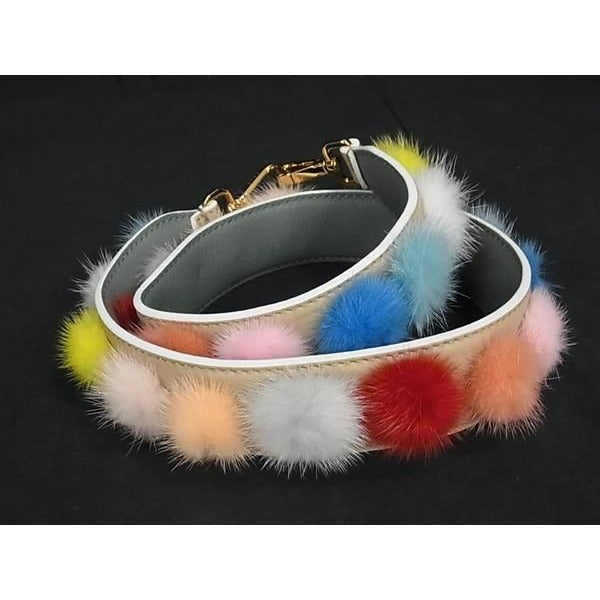 Fendi Strap You Fur and Leather Shoulder for Bag Beige