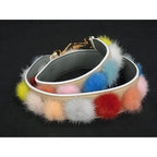 Fendi Strap You Fur and Leather Shoulder for Bag Beige