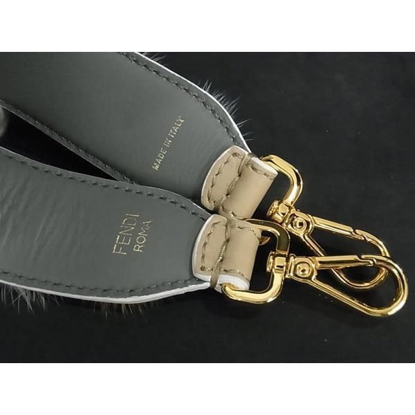 Fendi Strap You Fur and Leather Shoulder for Bag Beige