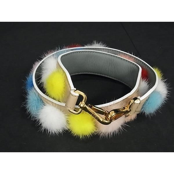 Fendi Strap You Fur and Leather Shoulder for Bag Beige