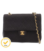 Chanel Chain Shoulder Bag Gold Mini Quilted Single Flap Lambskin Cotton