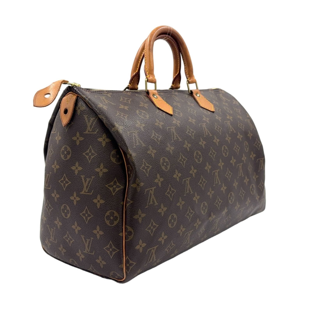 Louis Vuitton Speedy 40 Monogram Leather Brown Handbag Gold — view 2