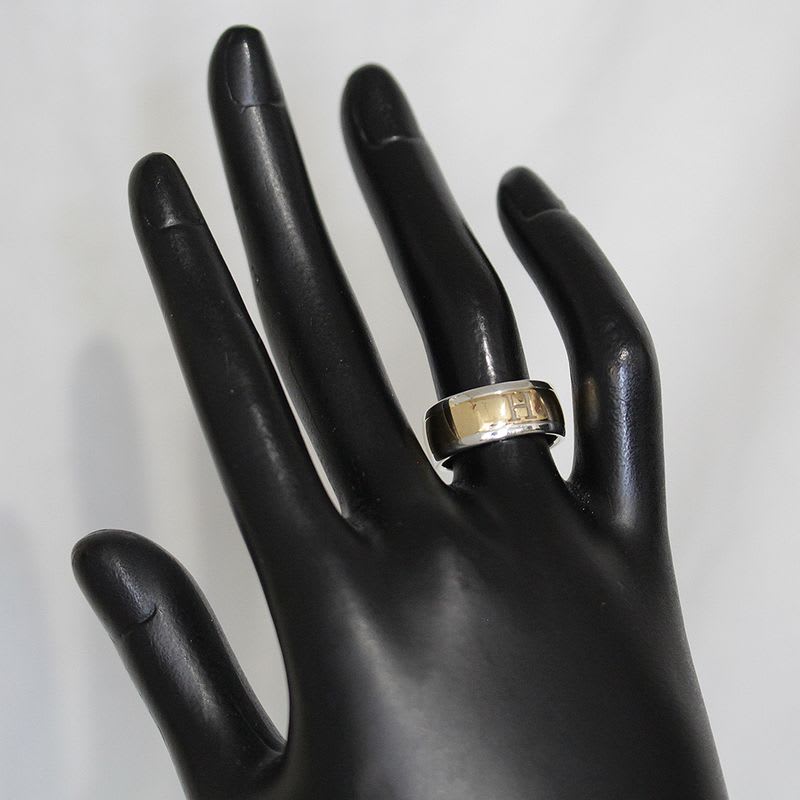 Hermes H Logo Ring No 12.5 SV 925 AU 750 Combi E1400 — view 6