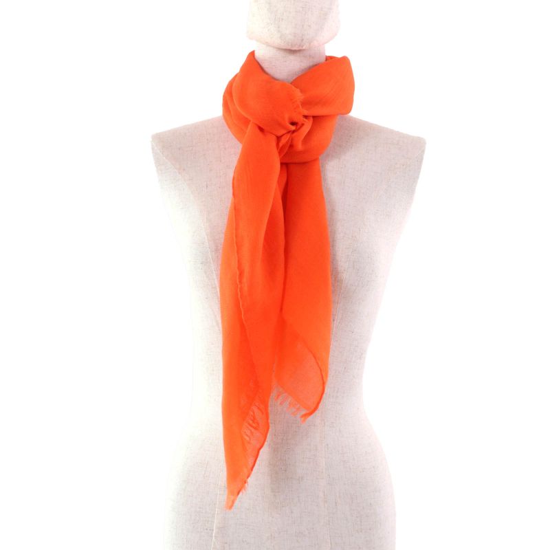 Hermes Carre 110 Cashmere Silk-blend Jacquard Serie Fringed Scarf Orange — view 5