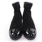 Chanel CC Logo Turnlock Quilted Suede Leather Short Boots Black 37 — view 3