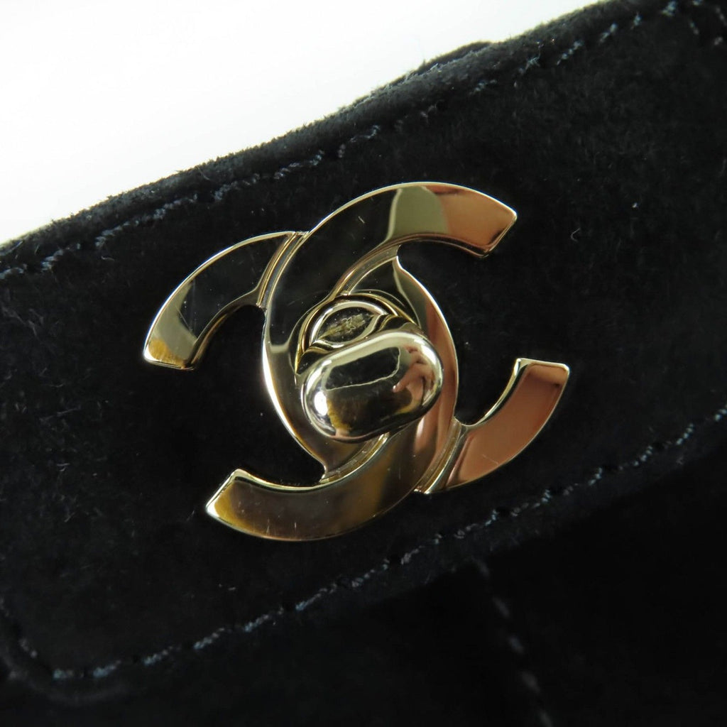 Chanel CC Logo Turnlock Quilted Suede Leather Short Boots Black 37 — view 8
