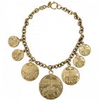Chanel Necklace CC Logo Coco Chain Vintage Round Coin Motif Medal