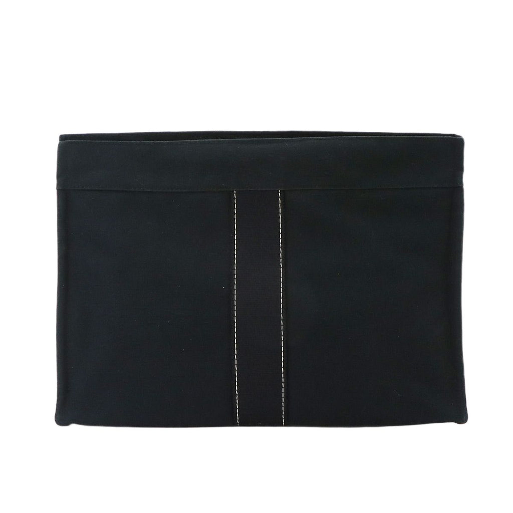 Hermes Deauville Pouch Cotton Canvas Black Silver
