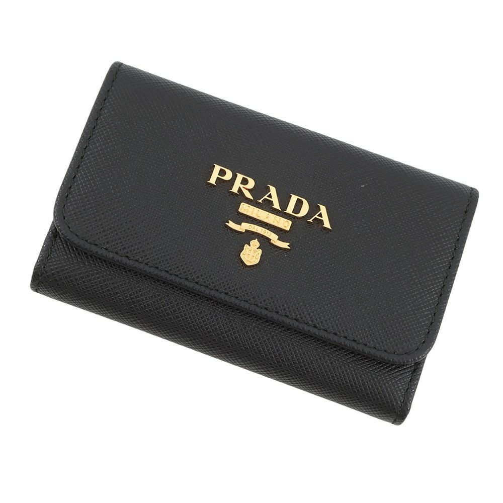 Prada Key Case Multicolor Key Saffiano Leather Key Ring Black