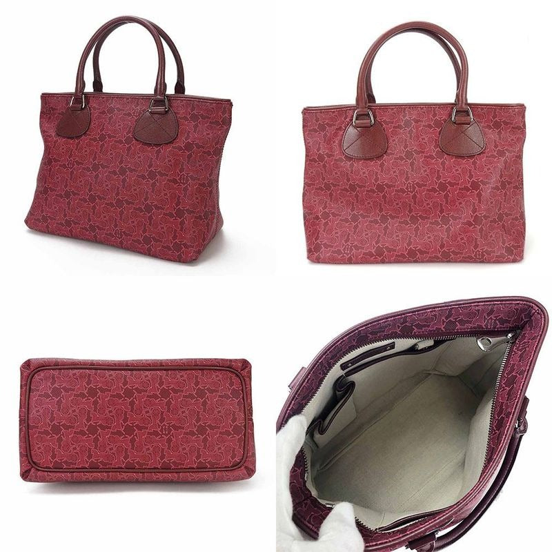 Celine Handbag Leather Bordeaux Pink Horse-drawn Carriage For Everyday Use