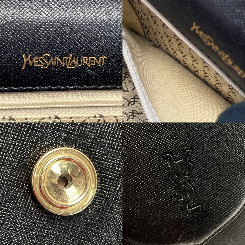 Yves Saint Laurent Logo Shoulder Bag Black Leather Vintage — view 5