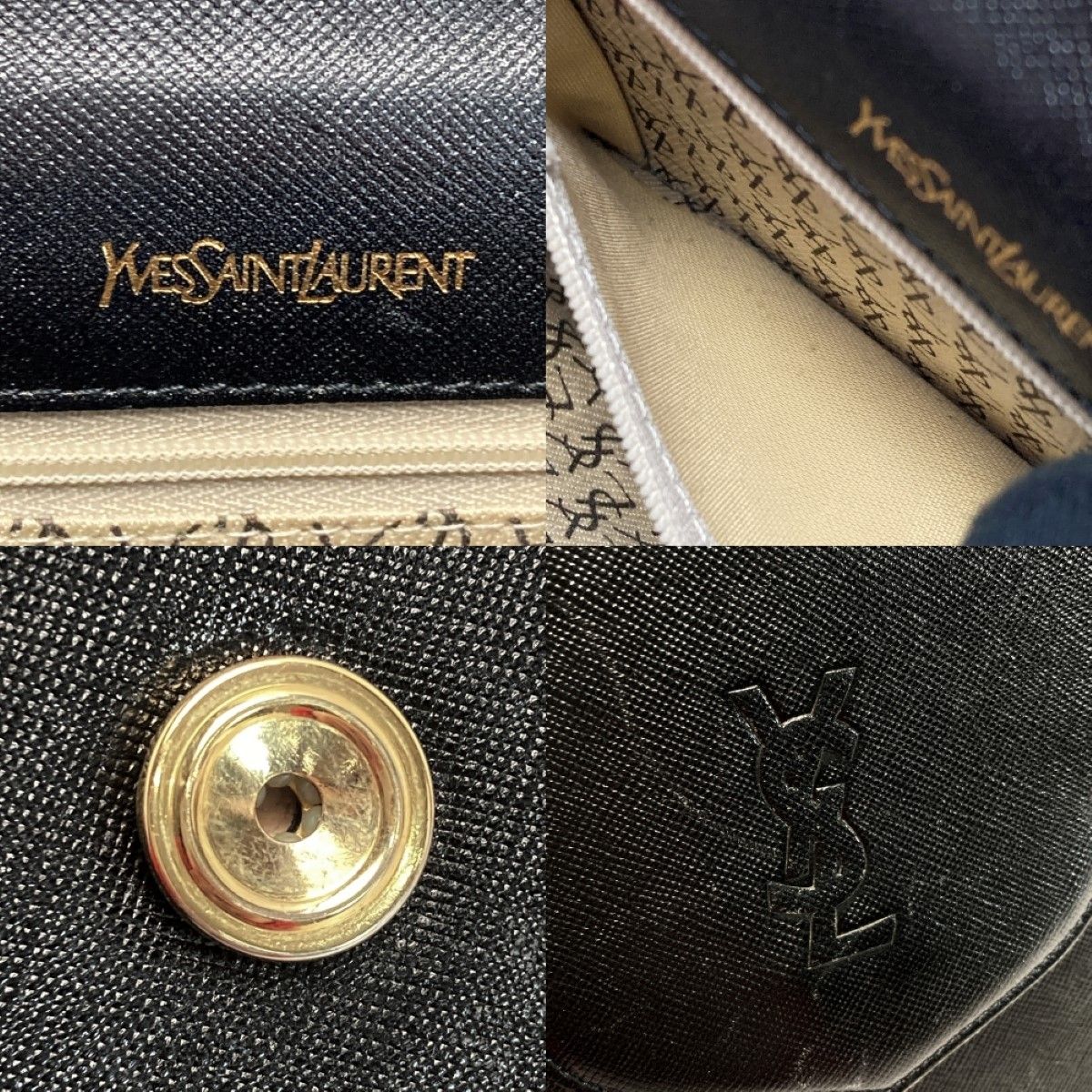 Yves Saint Laurent Logo Shoulder Bag Black Leather Vintage — view 5