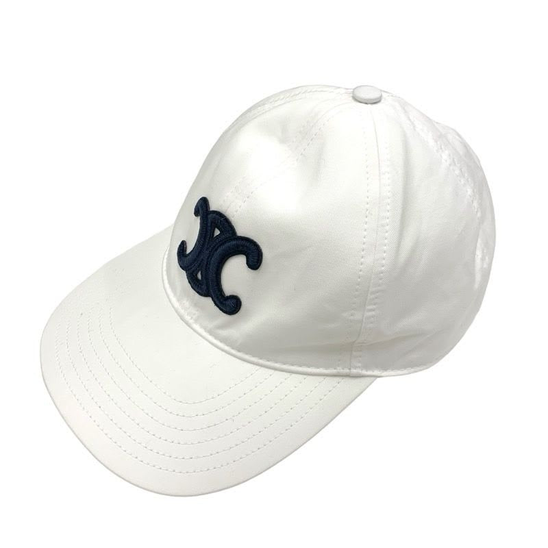 Celine Cap Hat Cotton White Navy Logo Triomphe Baseball