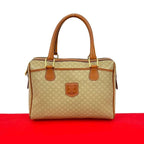 Celine Vintage Macadam Pattern Triomphe Logo Leather Handbag
