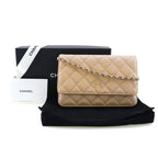 Chanel Classic Chain Wallet Quilted Long In Calf And Caviar Leather Beige — view 9