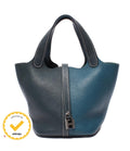 Hermes Handbag Silver Taurillon Clemence Picotin Lock PM Kazak