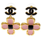 Chanel Flower Pink & Black Earrings