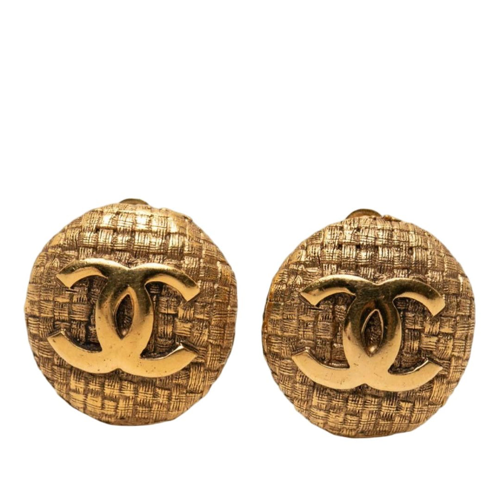 Chanel CC Logo Vintage Round Earrings