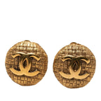 Chanel CC Logo Vintage Round Earrings