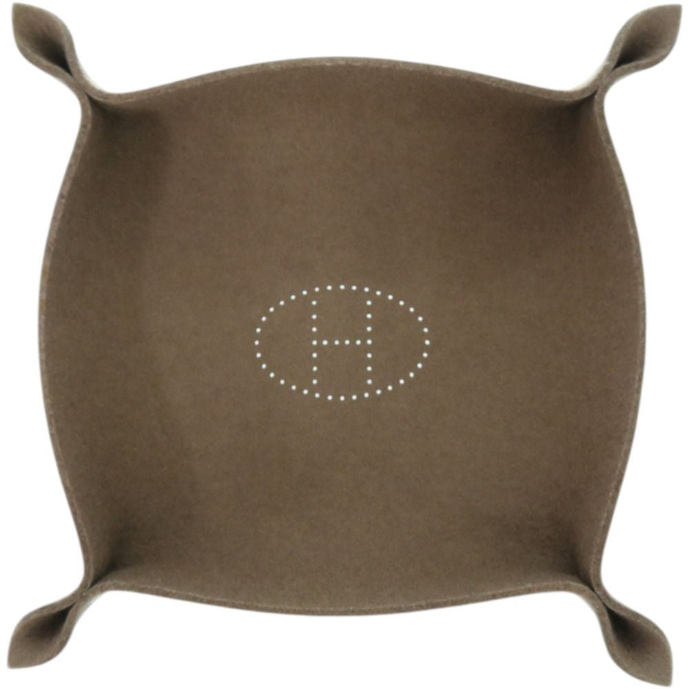 Hermes Tray Vidopoche Felt Etoupe Brown Shoulder Bag