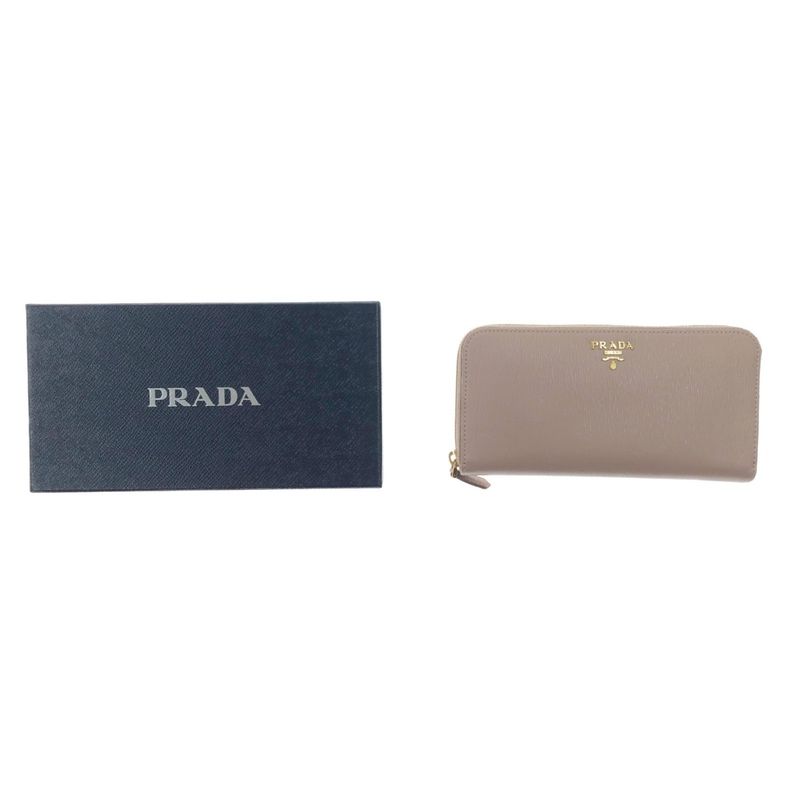 Prada Round Long Wallet Saffiano 1 Ml506 Beige — view 9