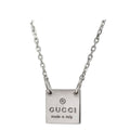 Gucci Logo Tag Necklace Silver Polished 925 Sterling Plate