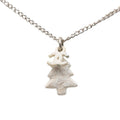 Chanel CC Logo Christmas Tree Motif Necklace Silver White Metal
