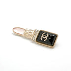 Chanel Brooch Corsage Gold Black Pink Rhinestone Lip Motif