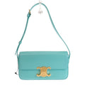 Celine Triomphe Claude Shoulder Bag Calf Turquoise Blue