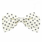 Chanel Barrette Aaa821 Ribbon White Logo COCO Silver Hardware Hair