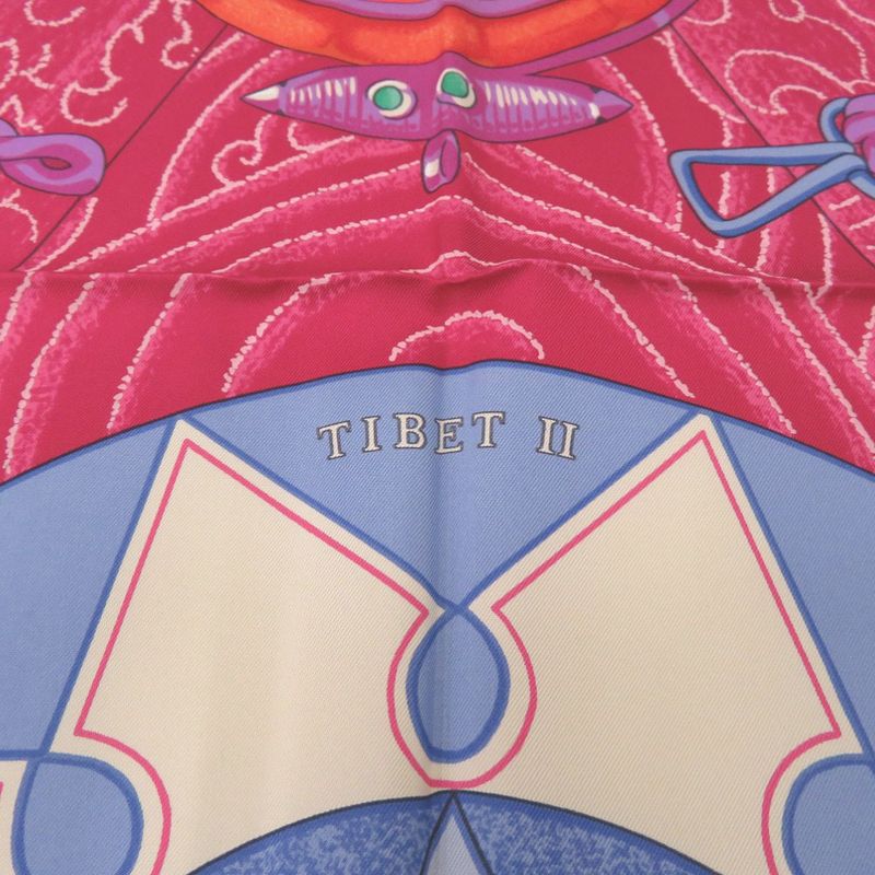 Hermes Carre 90 Tibet II 2 Silk Pink Scarf 0217 — view 2