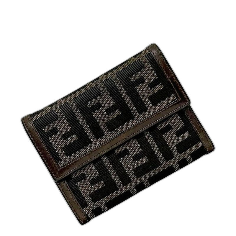 Fendi Trifold Wallet Khaki Brown Zucca