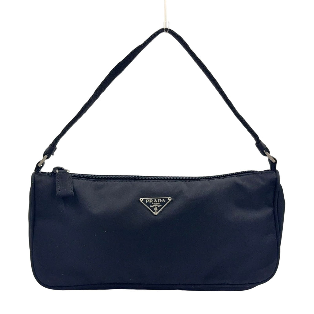Prada Tessuto Nylon Black Mini Handbag Silver