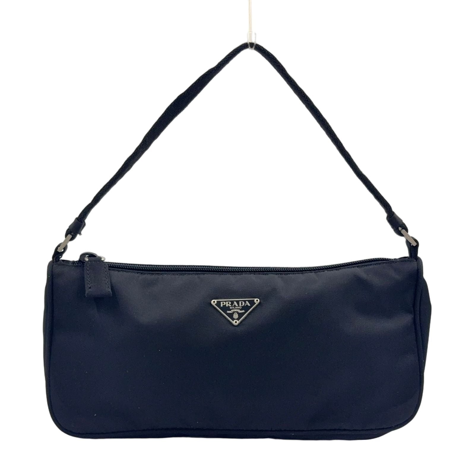 Prada Tessuto Nylon Black Mini Handbag Silver