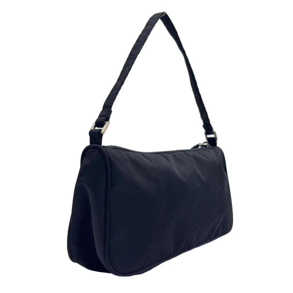 Prada Tessuto Nylon Black Mini Handbag Silver — view 2