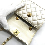 Chanel CC Logo Quilted Mini Chain Shoulder Bag Gold — view 7
