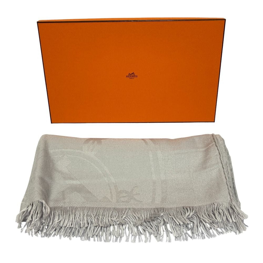 Hermes New Bliss Cashmere Silk Shawl Greenage Gray