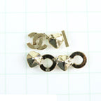 Chanel Earrings Gold Pink Metal Rhinestone I Love CC Logo — view 7